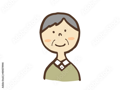 かわいい一人のおじいさん／手描きイラスト素材