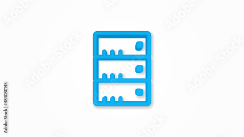 data center, server 3d realistic line icon. Vector top view illustration. color pictogram isolated on white background