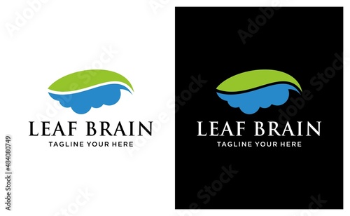 Brain and leaf, creation and idea icon and element. Vector illustration. on a black and white background.