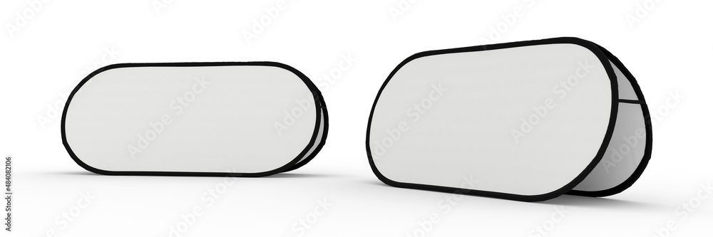 Blank Pop up Event Banner Display Template viewed from different angles. 3D render Illustration Blank Pop up Event Banner Display Template viewed from different angles. 3D render Illustration
