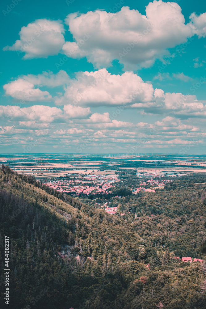 view of the city sky clouds Clausthal-Zellerfeld Harz Germany