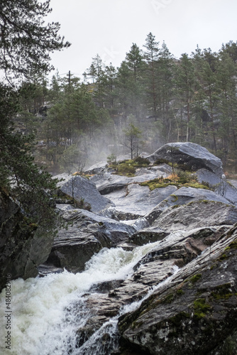 waterfall river in the mountains Rullestad Norway photo