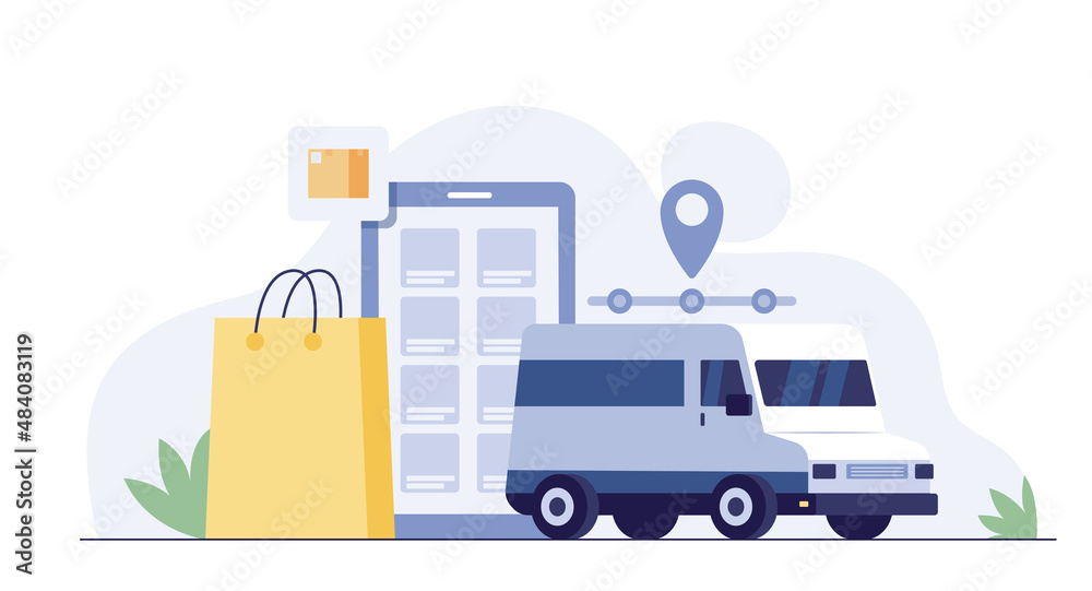 Online delivery service concept, order tracking. vector illustration Online delivery service concept, order tracking. vector illustration