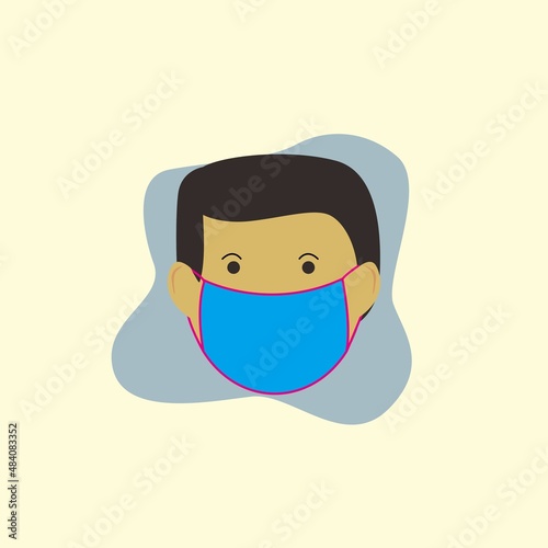 vector graphic illustration of a man wearing a mask with the aim of protecting against the corona virus.suitable for healthcare and medical visual content