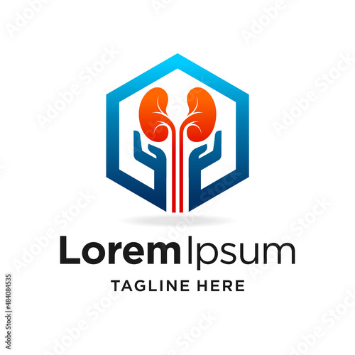 kidney logo with hexagon concept