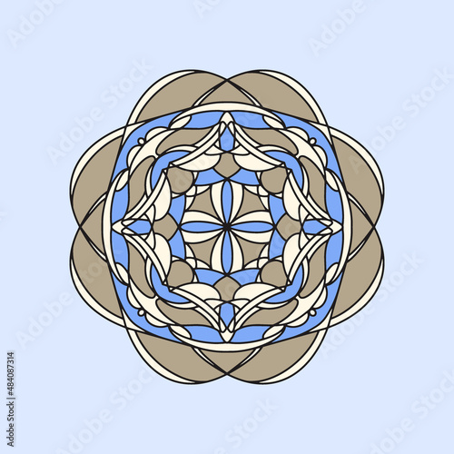 Vector geometric abstract ornament. Simple mandala. Hand drawn design element. Isolated ethnic print.