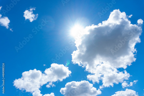 Beautiful blue sky with clouds in clear sunny weather