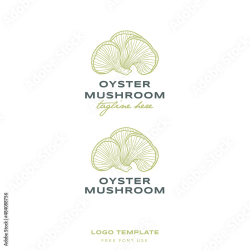 oyster mushroom logo in premium hand drawn vector