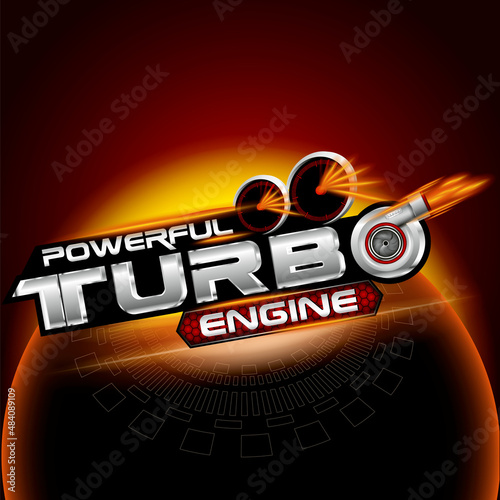 Powerful Turbo Engine Creative Concept Design. Template Vector.