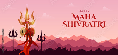Happy maha shivratri lord shankar trishul and damru  photo