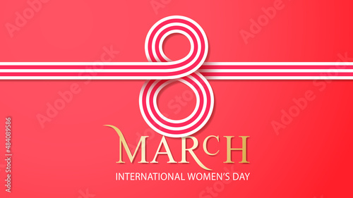 Number 8 knot for International Women's Day on the red background