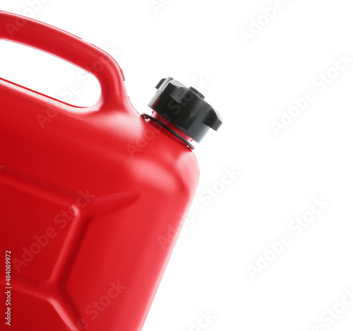 Plastic canister on white background