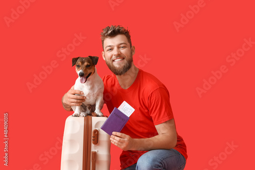 Handsome man with passport,...
