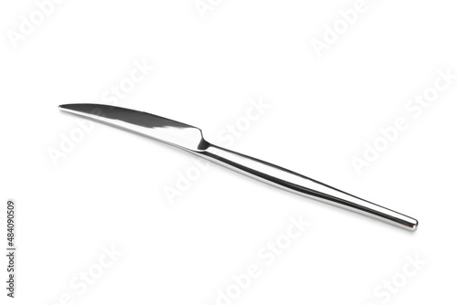 Stainless steel knife on white background