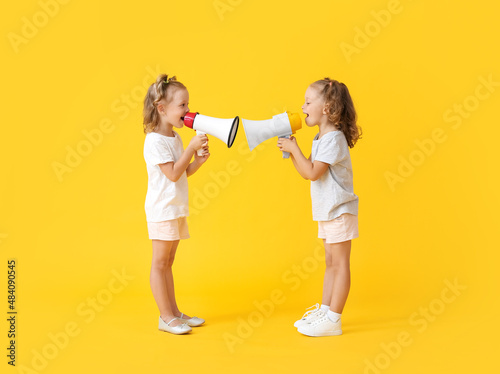 Cute little girls shouting ...