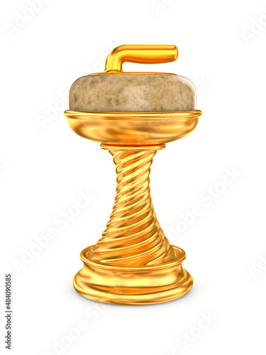 curling gold trophy cup on ...