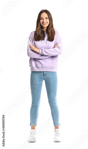Beautiful young woman in st...