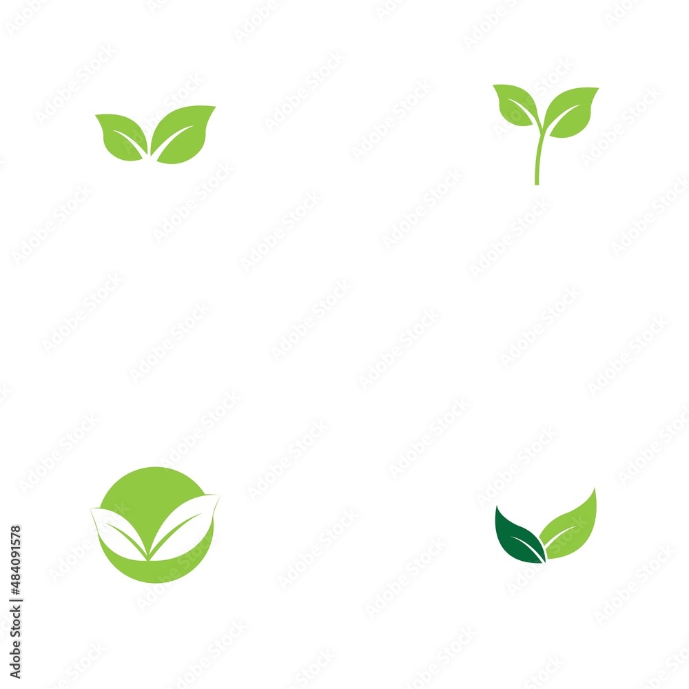 Logos of green Tree leaf ecology nature element vector