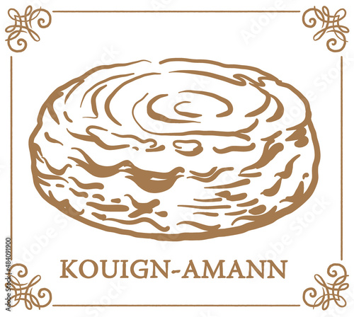 クイニー・アマン。手書き風スイーツ。ベクターイラスト素材