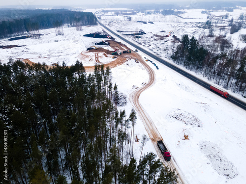 Road construction Kekava Bypass. New section of the road A7 Riga – Bauska and a part of the international road E67 Via Baltica photo