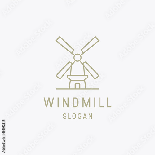 Windmill logo icon flat design template 