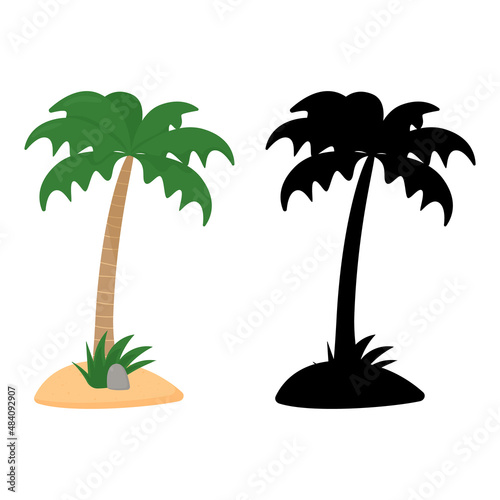 Palm tree isolated on white background. Flat vector illustration