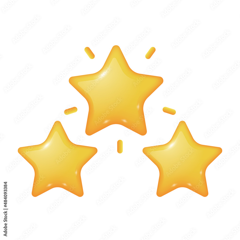 3 gold yellow stars 3d cute icon for costumer review, feedback, achievement experience point performance 3 gold yellow stars 3d cute icon for costumer review, feedback, achievement experience point performance