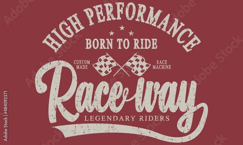 High Performance Raceway College Vintage varsity vector tee shirt graphics and grunge artwork  