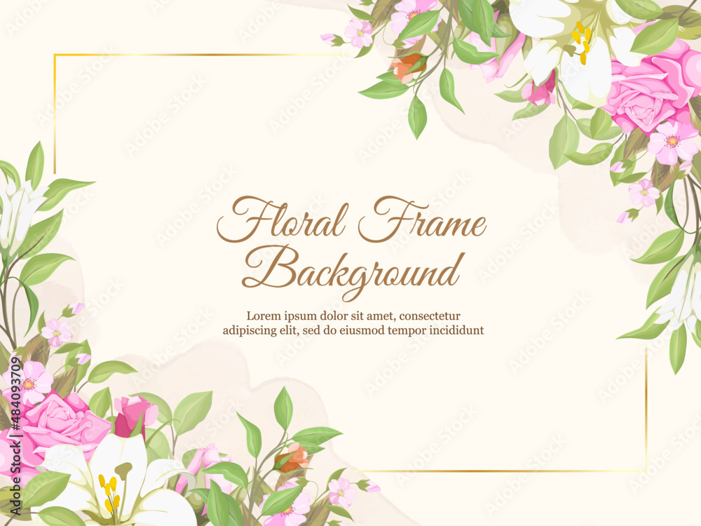 Wedding Banner Background Floral  with Roses and Lilies Design
