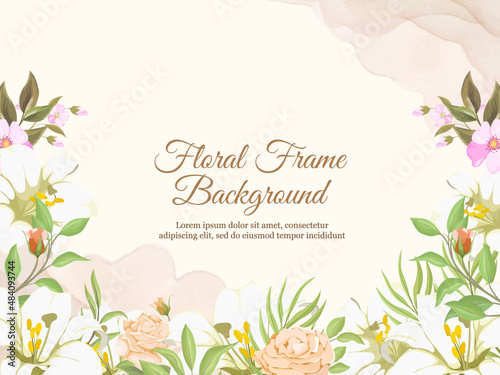 Wedding Banner Background Floral  with Roses and Lilies Design