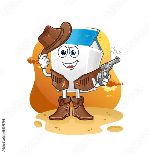 milk cowboy with gun character vector