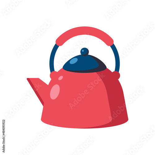 Kettle icon in flat design. Utensils for boiling water on an isolated white background. Vector stock illustration