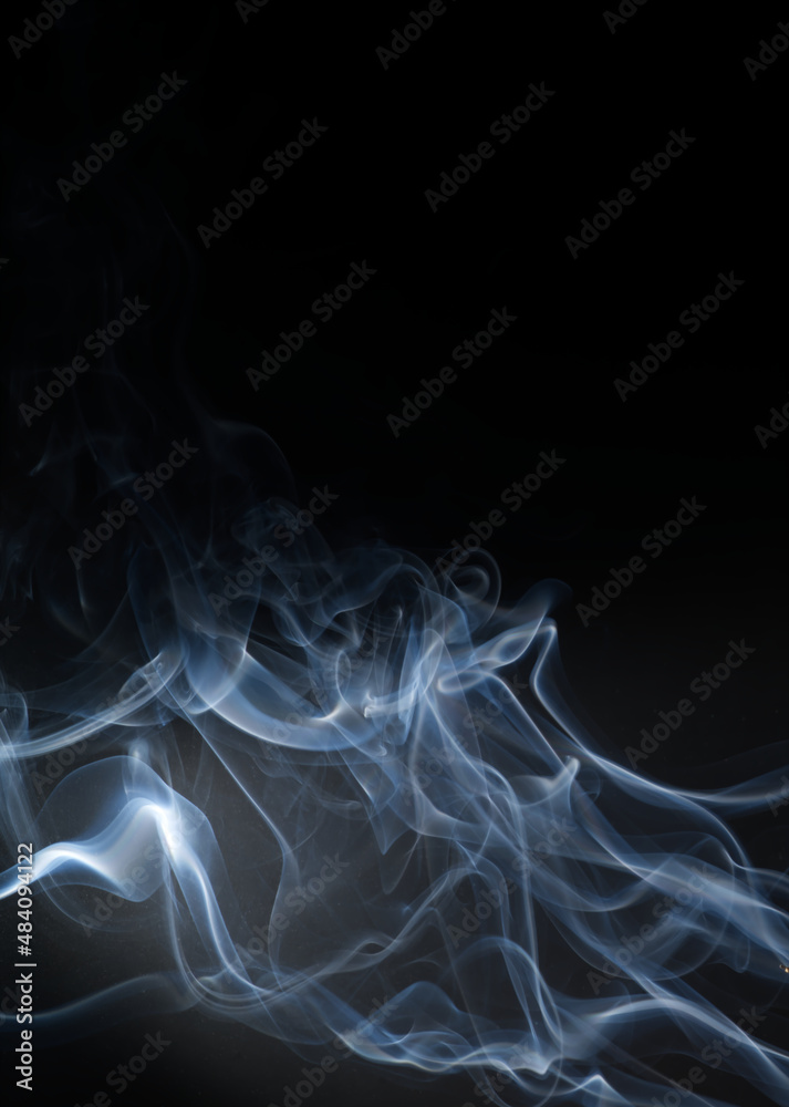 Obraz premium fire smoke burning effect isolated white on black background