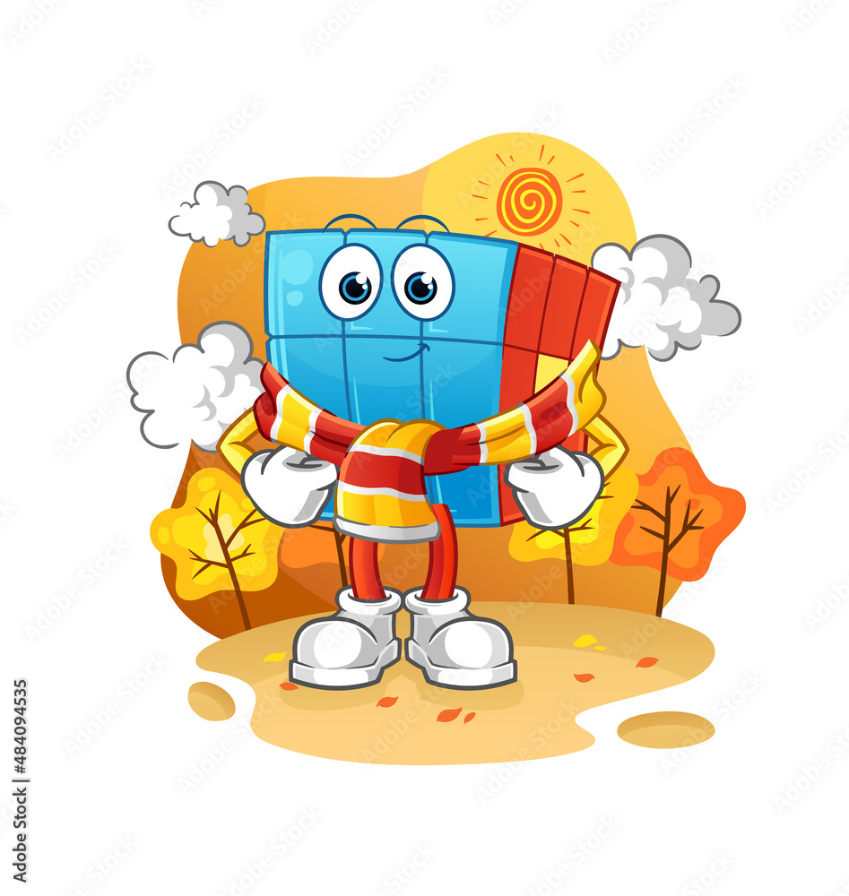 Rubik's Cube in the autumn. cartoon mascot vector