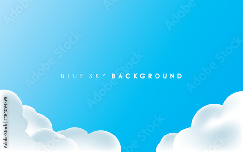 White Cloud and Blue Sky Background Vector Illustration