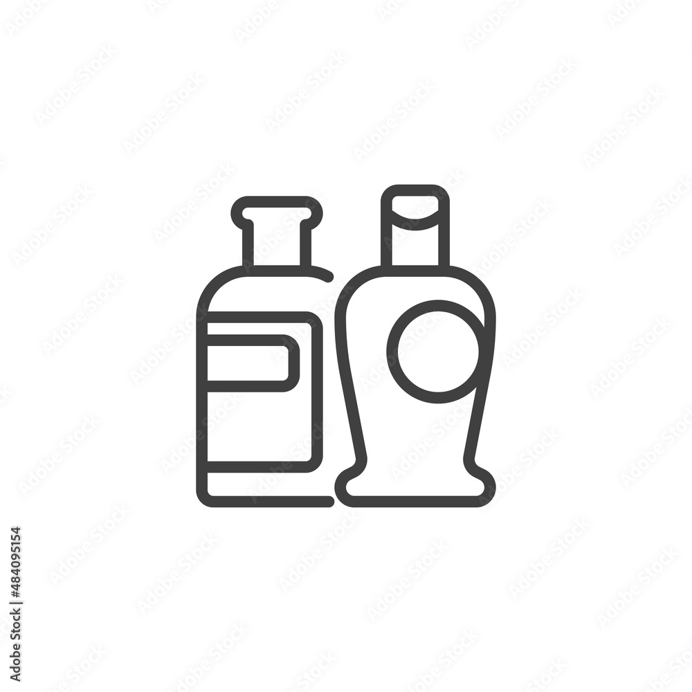 Hair shampoo bottles line icon Hair shampoo bottles line icon