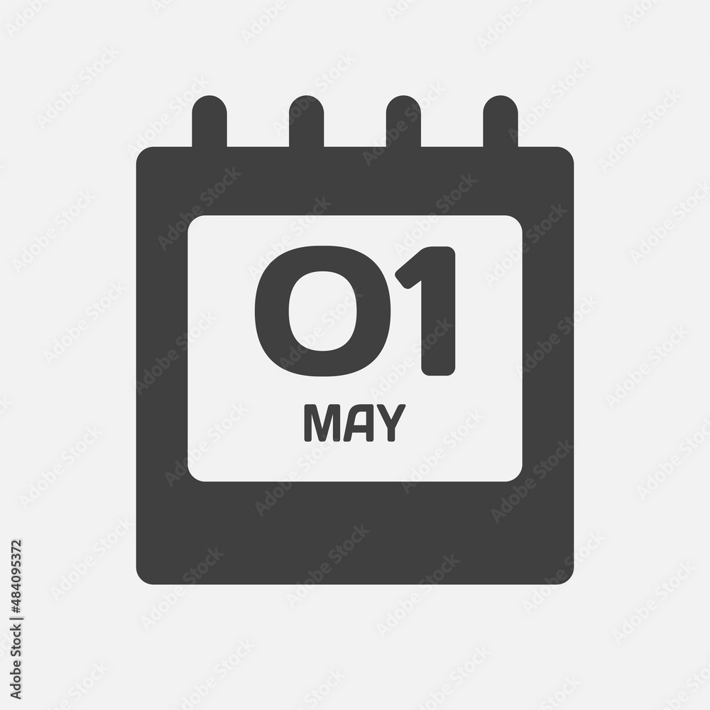 Icon day date 1 May, template calendar page