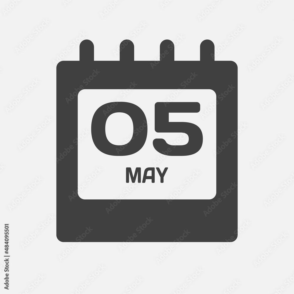Icon day date 5 May, template calendar page Icon day date 5 May, template calendar page