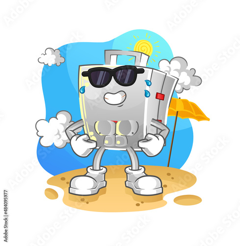 first aid kit sunbathing in summer. character vector