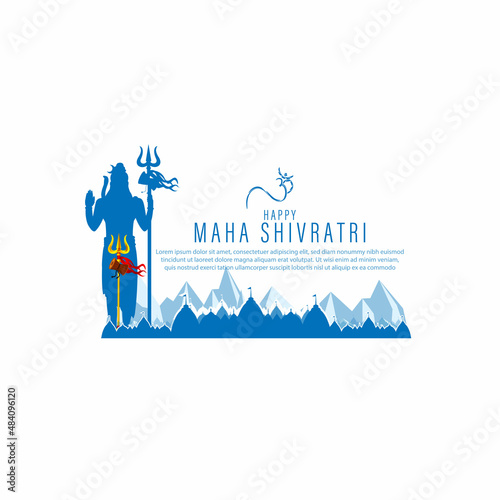 Vector illustration of sticker for Hindu festival Maha Shivratri  with text Om Namah Shivaya meaning adoration to Shiva