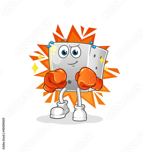 dice boxer character. cartoon mascot vector