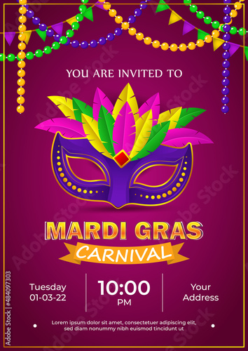 Vector illustration of Mardi Gras carnival celebration concept banner