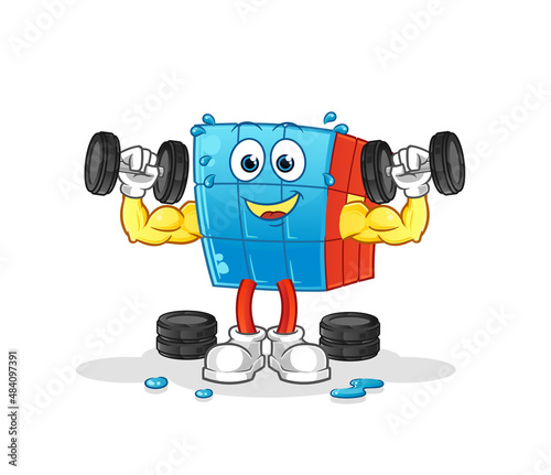 Rubik's Cube weight training illustration. character vector