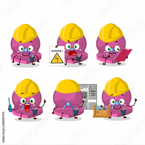 Professional Lineman pink love ring box cartoon character with tools