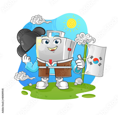 first aid kit korean culture vector. cartoon character
