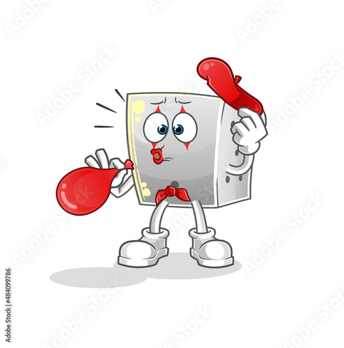 dice pantomime blowing balloon. cartoon mascot vector