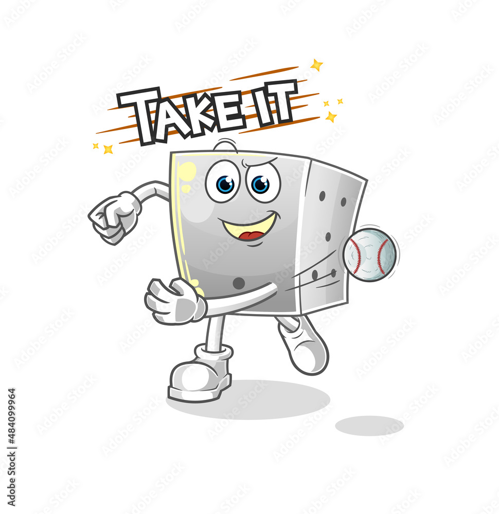 Fototapeta premium dice throwing baseball vector. cartoon character