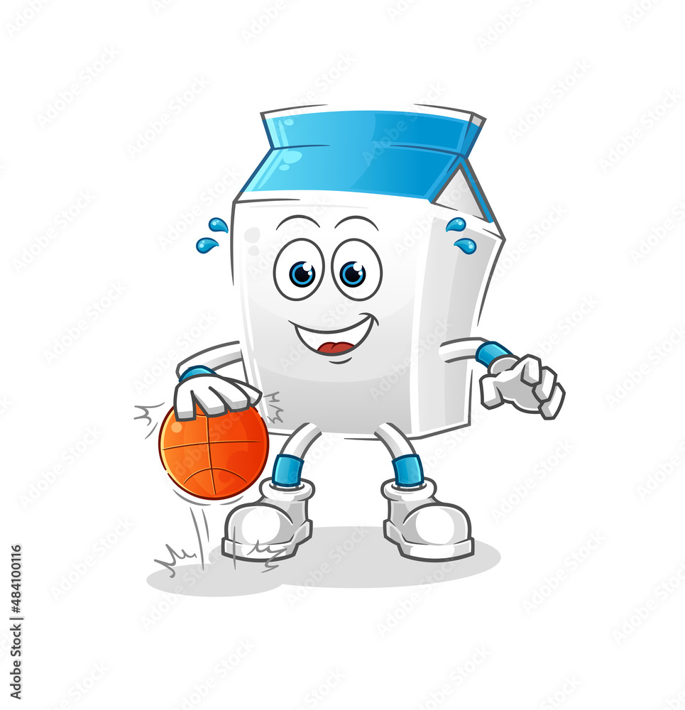 milk dribble basketball character. cartoon mascot vector