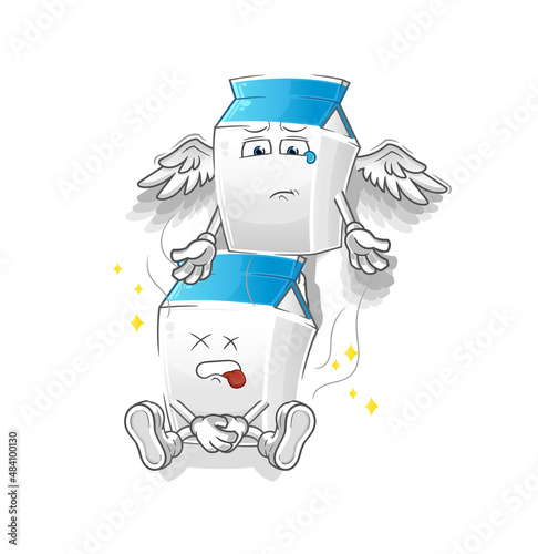 milk spirit leaves the body mascot. cartoon vector