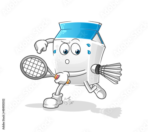 milk playing badminton illustration. character vector